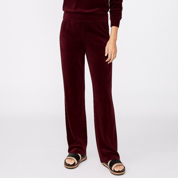 MONROW Vintage Velour Wide Leg Sweats Size Large Merlot Maroon Pull On Pants - Picture 1 of 11